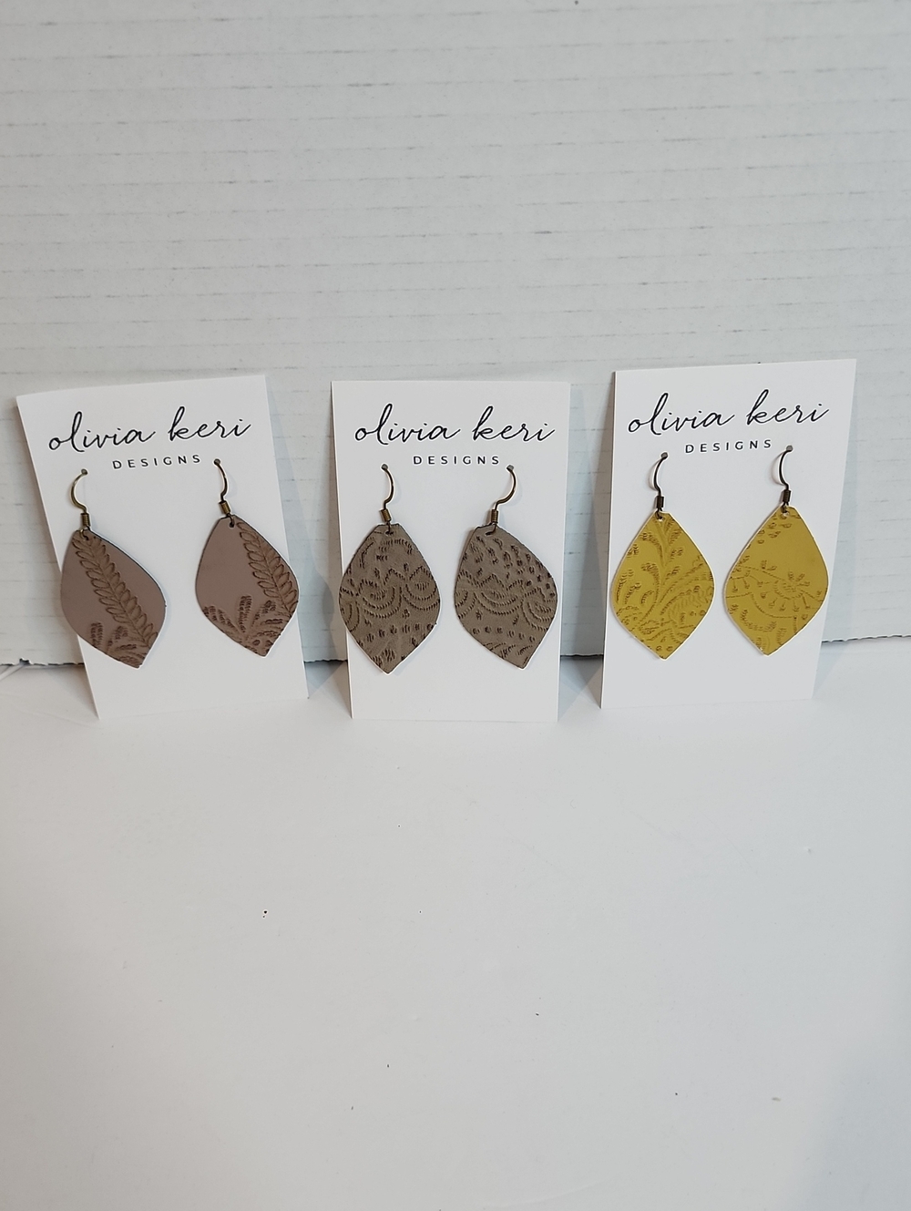3 Pair Leather Earrings Vegan Leather  NWT